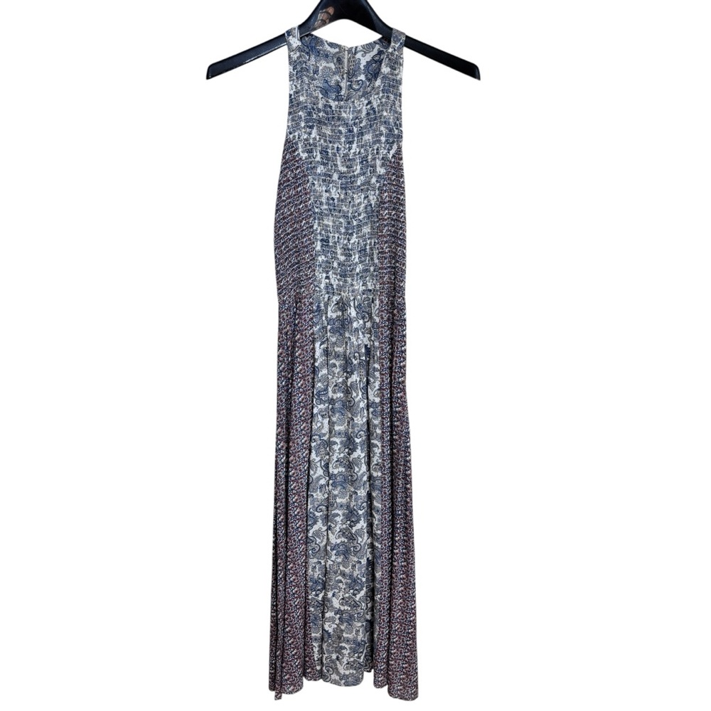 Japna Paisley Print Smocked Button Detail Dress S